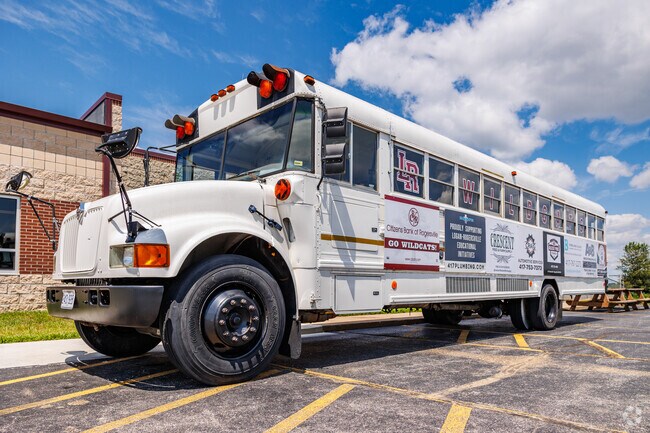 Logan-Rogersville School pride is displayed on a Primary School bus.