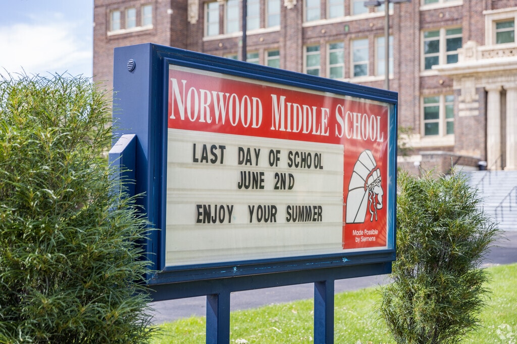 School sign at Norwood Middle School.