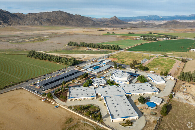 A sprawling view of Nuview Bridge Early College High School in Nuevo.