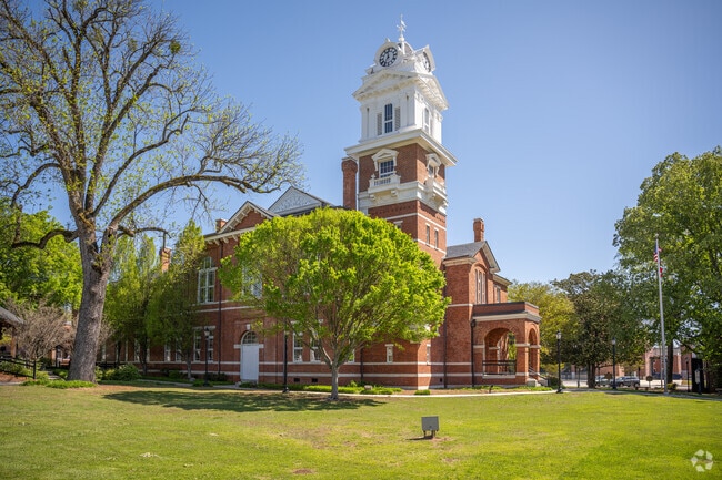 The historical Gwinnett County courthouse sits in the center of downtown Lawrenceville.