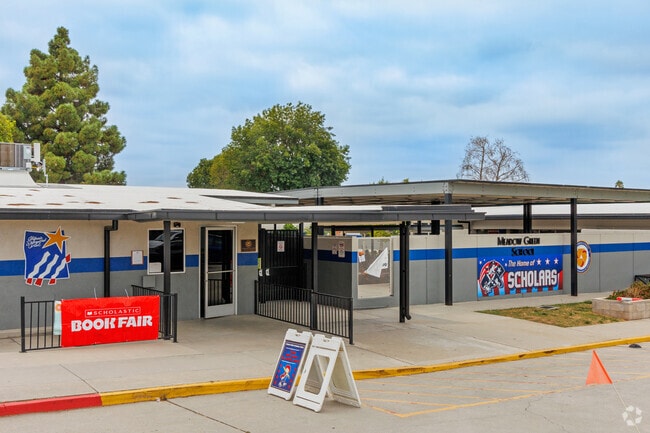 Entrance of Meadow Green Elementary School in Whittier.