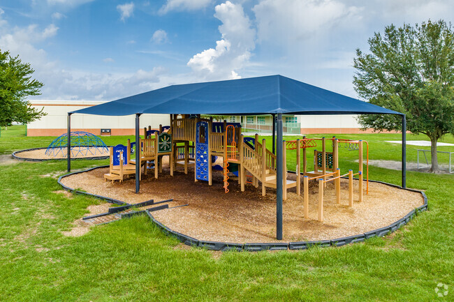 Odessa Elementary has shaded play areas to protect kids from the sun in Trinity.