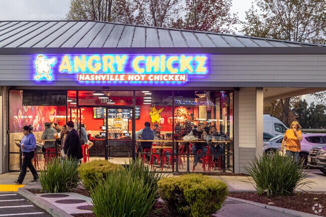 Angry Chickz is just one of the many popular spots to eat off Admiral Callaghan Lane.