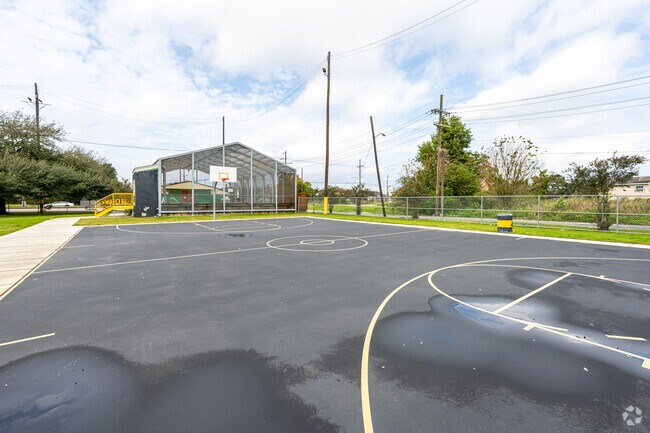 Play some hoops at Sampson Playground.
