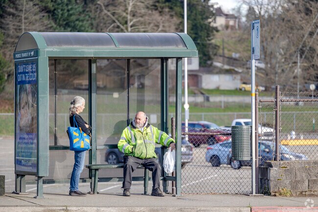 Waiting for the bus in Midland WA.