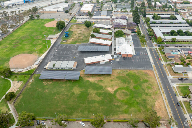 Aerial look down of Carl E. Gilbert Elementary School.