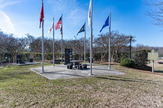 In the heart of Lewisville, you will find a memorial park honoring the country's soldiers.
