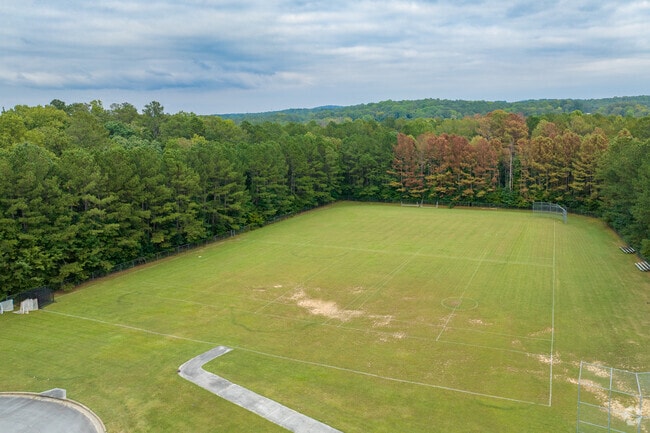 Lost Mountain Middle School has ample green space for student recreational activity.