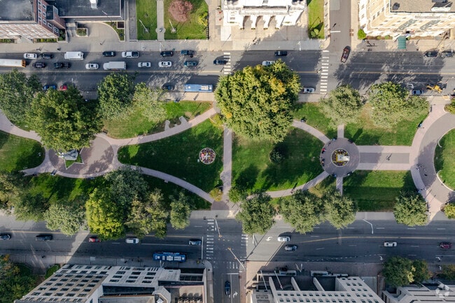 Waterbury Green anchors downtown with open lawns and seasonal events.