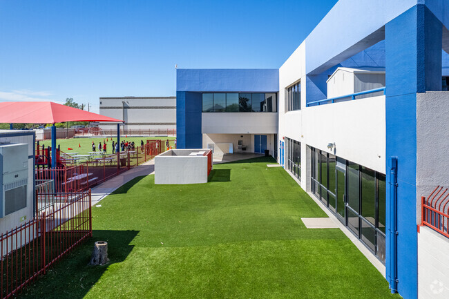 Lush greenery adds to the beauty of Synergy Public School in Phoenix.