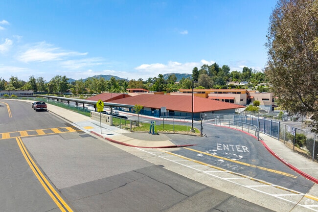 A view of the Vail Elementary School buildings from the street.