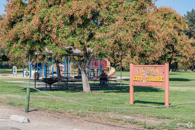 Elk Bayou Park in Tulare offers a playground and open space for outdoor activities.