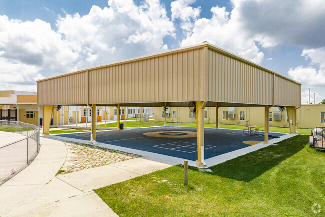 Wiregrass Elementary has sporting courts with roofs to use on those rainy days.