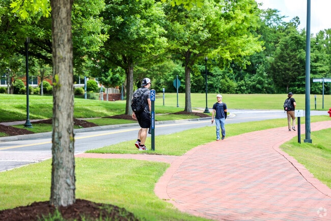 Students on campus of UNCC located in the heart of University City South.