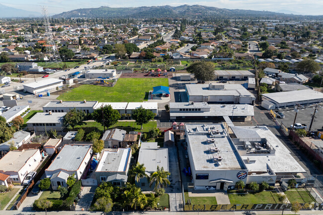 Aerial view of Montebello Gardens Elementary School in the city of Pico Rivera, Ca.
