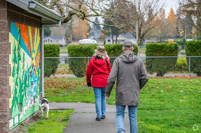 Allan Yorke City Park in Bonney Lake has pathways for residents to walk their dogs.