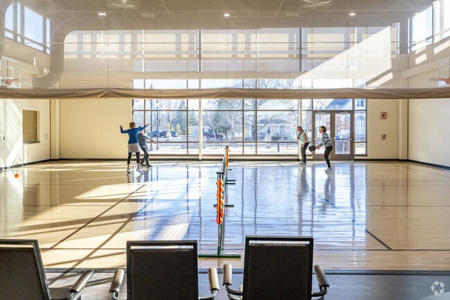 Locals play an exciting game of pickleball at the Sussex Civic Center, near Lisbon.