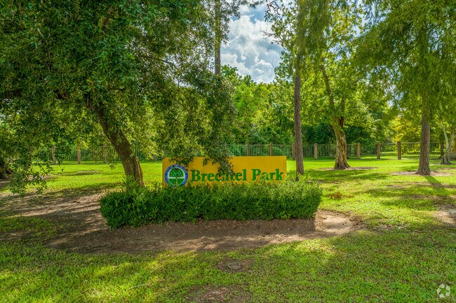 Brechtel Park entrance signage in Tall Timbers, LA.