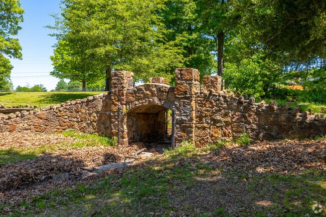 The rock bridge is located in the middle of Owen Park.