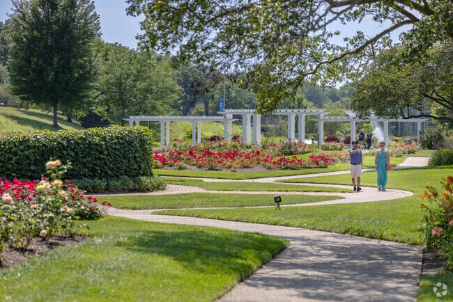 Sinnissippi Gardens includes a beautiful path alongside a rose garden.