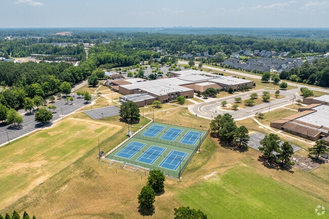 An aerial view of Atlee High School.
