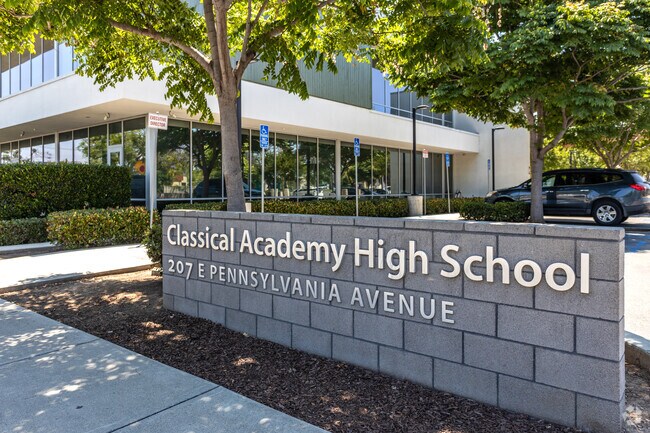 The monument of the Classical Academy High School in Central Escondido.