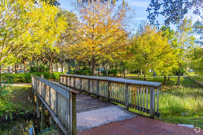 Veterans park offers great paths and a walking bridge near the Breakers West neighborhood.