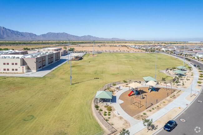 Serene grass areas at Estrella Foothills Global Academy in Laveen.