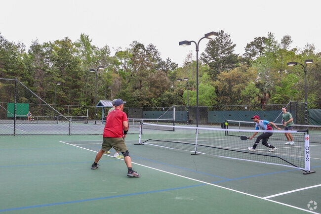 Locals can work up a sweat playing some games of pickleball.