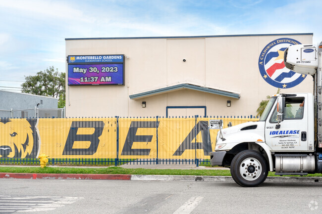 Montebello Gardens Elementary School in the city of Pico Rivera has a covered fence for safety.
