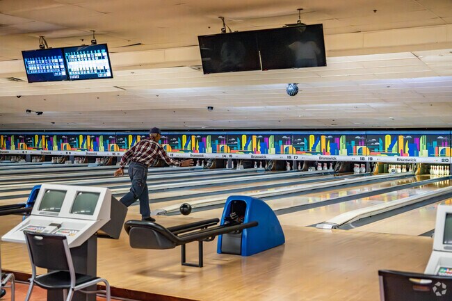 Residents bowl a frame at the Echo Lanes in Harding.