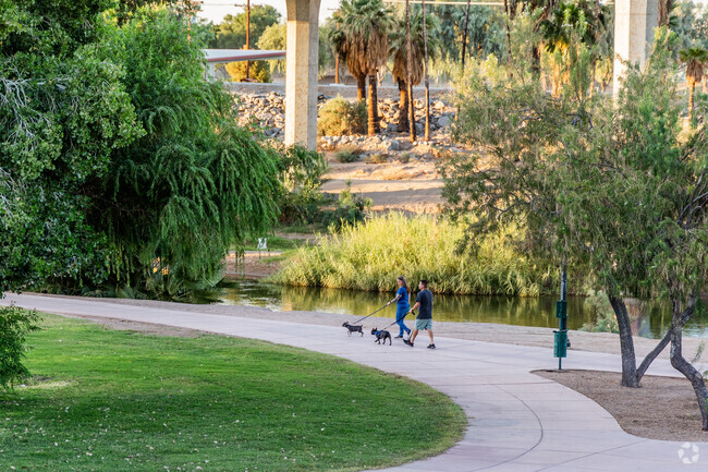 It's common to see people walking their dogs on the quite streets in Barkley Ranch.