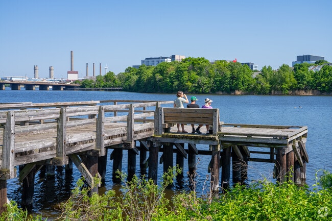 Walk out on the dock on the Mystic River at MacDonald State Park in East Medford.