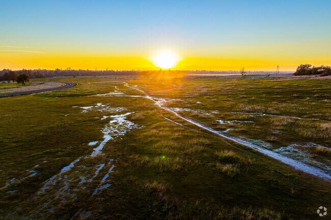 Sun sets over Upper Bidwell Park recreation area.