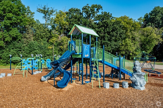 View of Eden Lake Elementary School playground located in Eden Prairie MN.