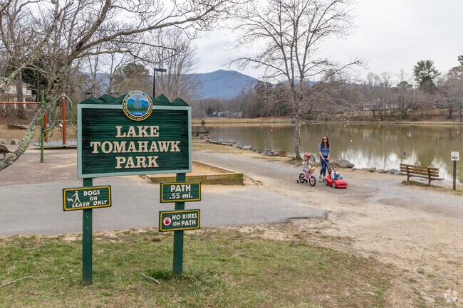Black Mountain families can walk around Tomahawk Lake, or play in the playground.