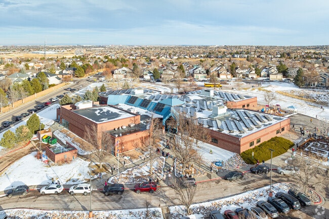 Cougar Run Elementary School in Highlands Ranch Colorado on a warm winter afternoon.