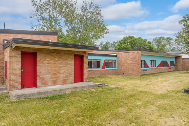 Rear entrance to Lyons Elementary School in Lansing.