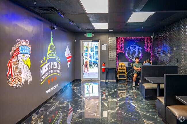 Nick's Pizza in Pleasant Hill has glow in the dark walls and great pizza.