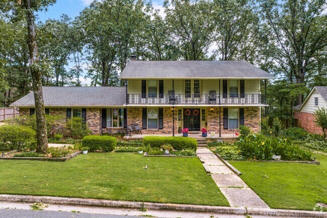 Of many unique home styles in River Mountain is this colonial revival with an overhang.
