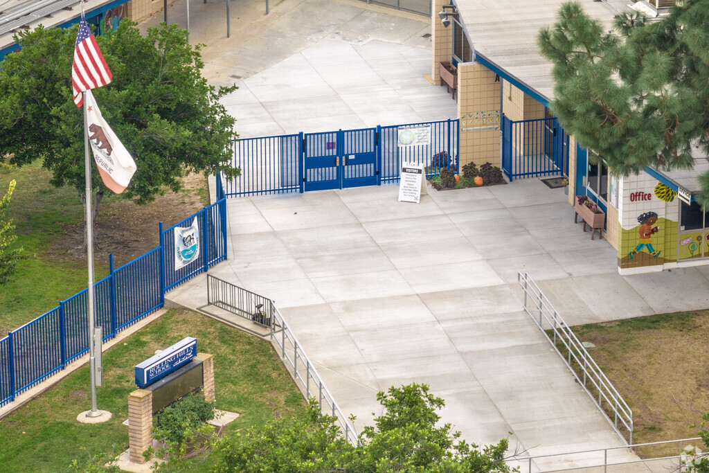 Rolling Hills Elementary flags wave high in Fullerton.