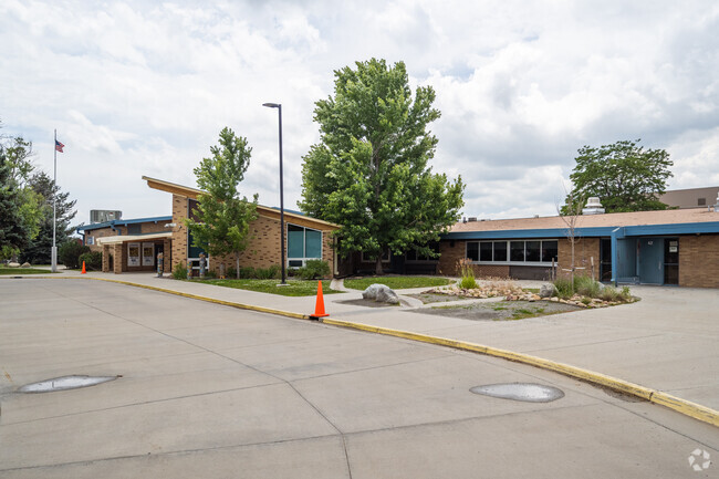 The front entrance at Lafayette Elementary School in Lafayette, Colorado.