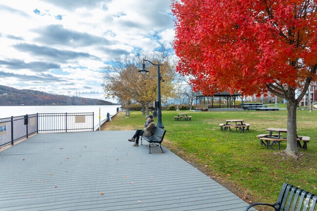 Athens Riverfront Park offers picnic tables and benches for quiet reflection.