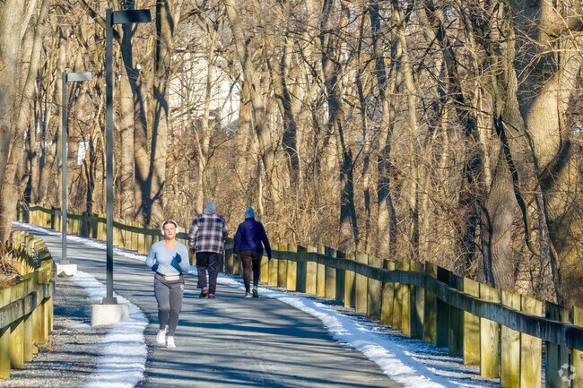 The Warwick Ephrata Rail Trail extends 7.5 miles through villages, farmland, and forested areas.