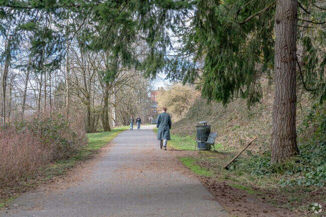 Go for a relaxing walk surrounded by nature at Downtown Riverfront Trail near Fobes Hill.