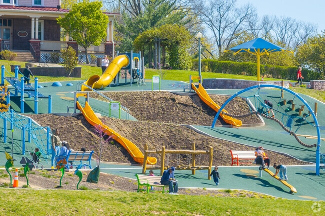 The newly refurbished playground at Reservoir Park is popular with the local residents.