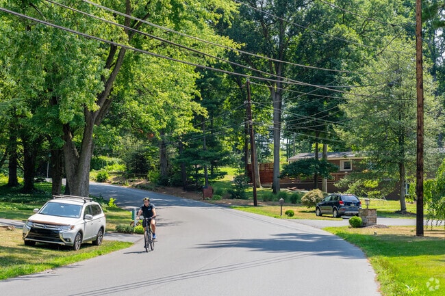 Bike routes are available along pathways off small community streets in Manheim Township.