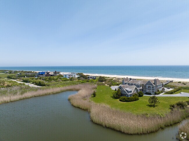 Bridgehampton features coastal views and charming shops.