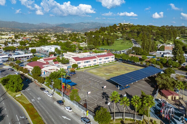 Cerritos Elementary School has an athletic field and playground for its students.