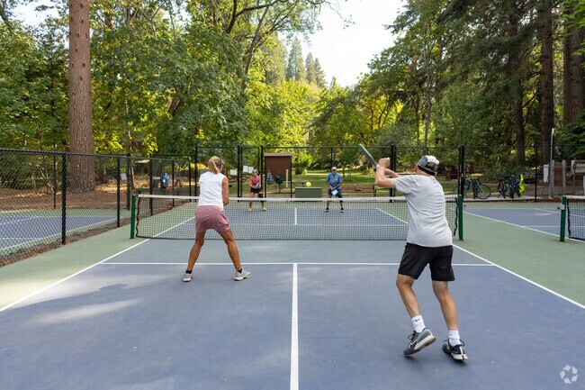 People play pickleball in Northwest Ashland at Lithia Park.